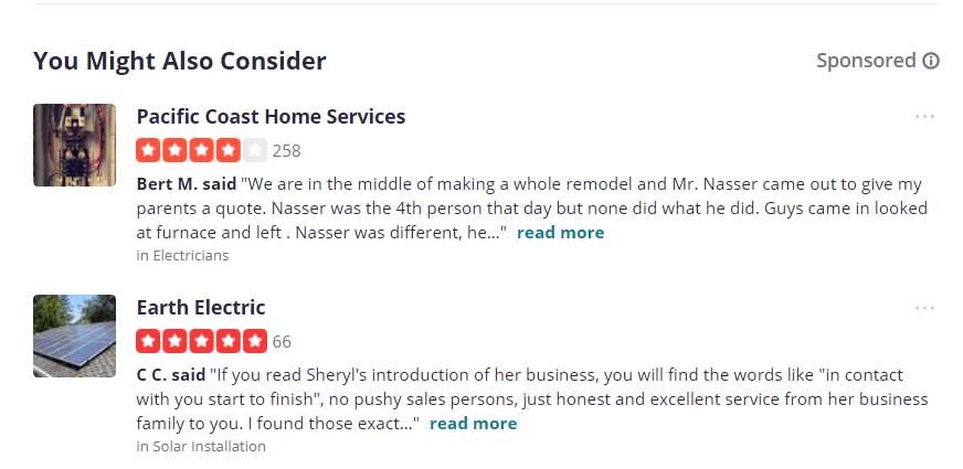 Yelp Ads Screenshot