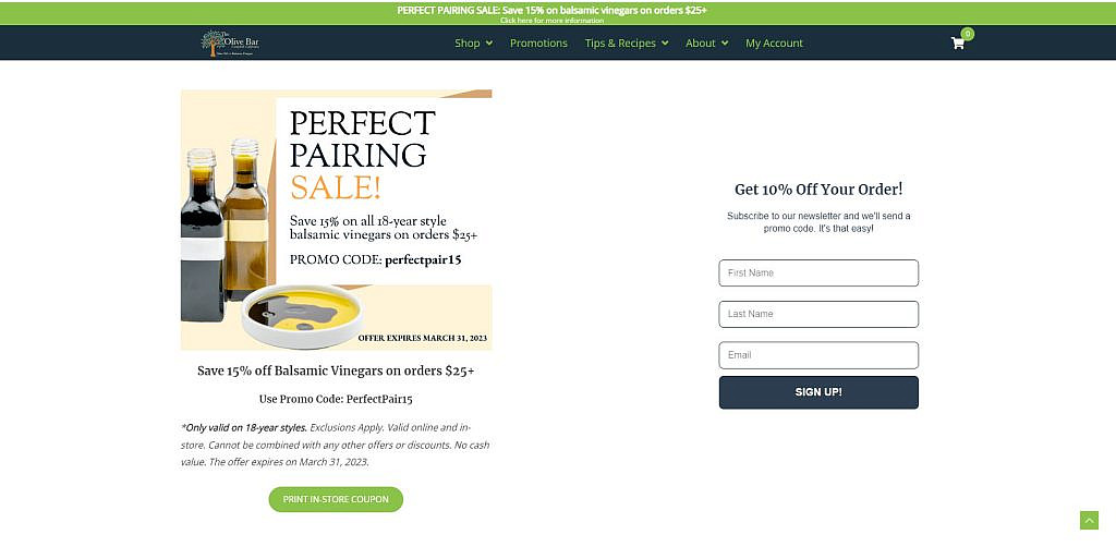 The Olive Bar Online Promotion